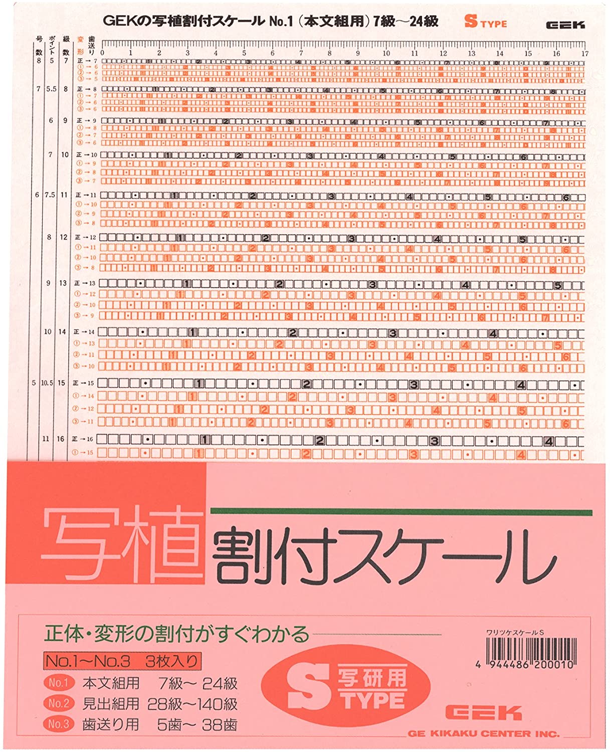 校正道具の級数表